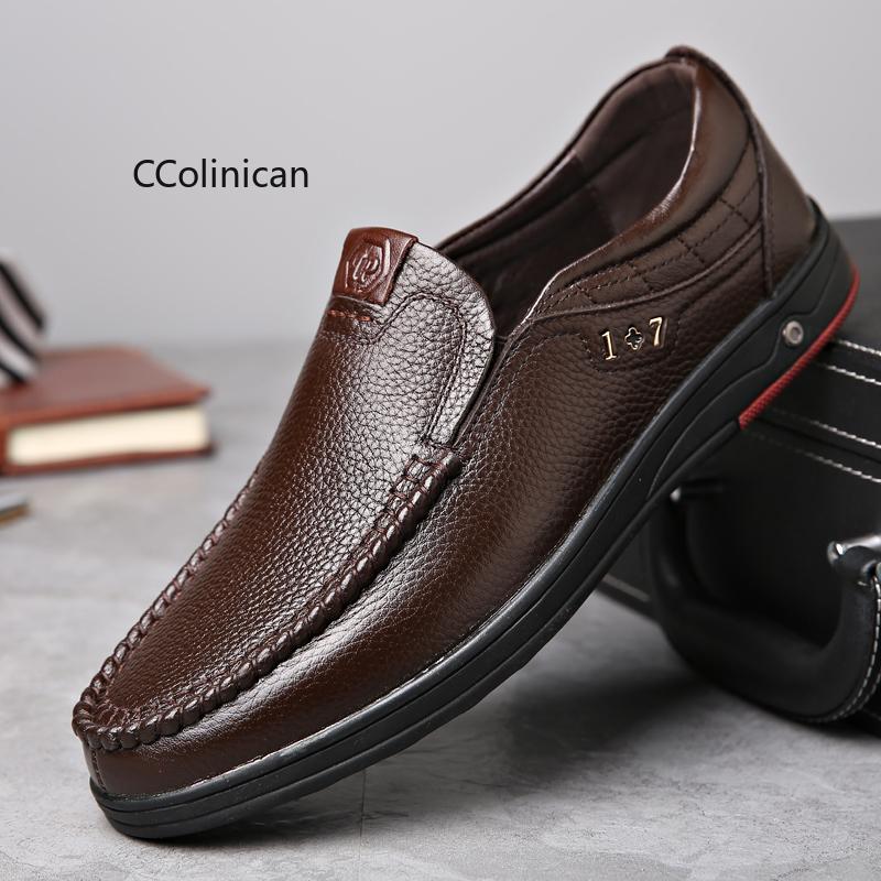 Leisure Handmade Genuine Leather Loafers Men's Shoes Formal Business Design Luxury Shoe Man Casual Genuine Leather Shoes