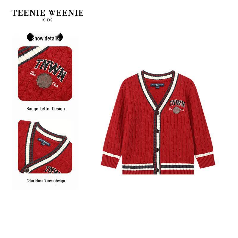 Teenie Weenie Kids Boys' Cable Knit V-Neck Cardigan