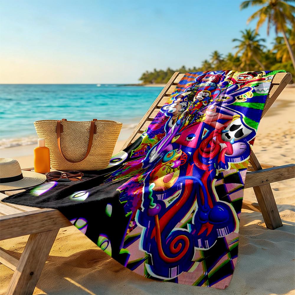 The Amazing Digital Circus Game Beach Towel Quick-Dry Soft Microfiber Comfortable Lightweight Suitable for Swimming, Gym, Camping, Yoga Vacation