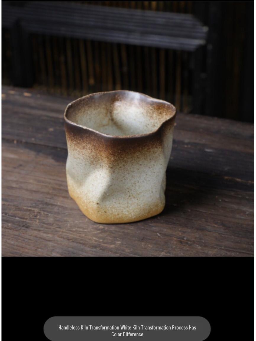 Retro Handmade Kiln-Fired Coarse Pottery Coffee Mug - Odd-Shaped Japanese Ceramic Cup Default