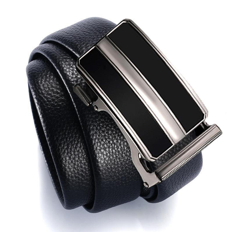 Men's Belt New Versatile Cowhide Trousers Belt Middle-aged and Young Trendy Automatic Buckle Business Casual Trousers Belt Men
