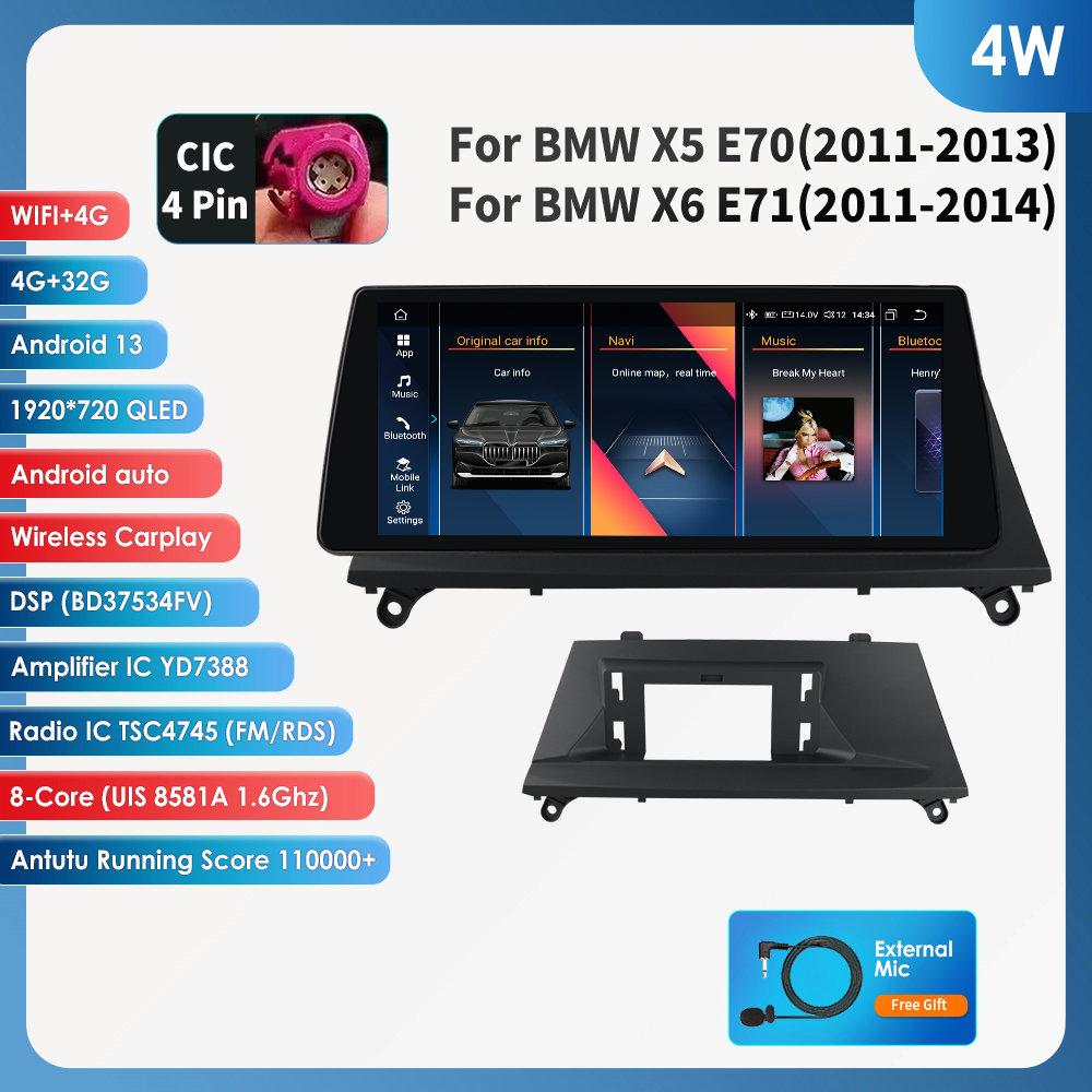 Hizpo 4G LTE Intelligent Screen Octa Core 10.25 Inch Car Radio Carplay Android Auto for BMW X5 E70 (2011-2013) CIC for BMW X6 E71 (2011-2014) CIC