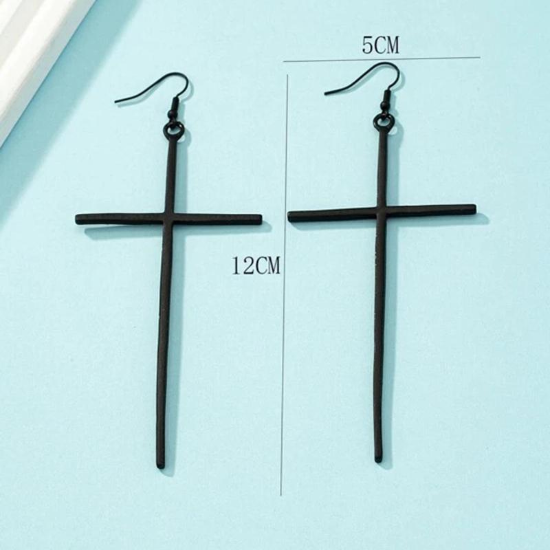 Kreuz-Hängeohrringe Übertrieben Kreativ Trendig Leichter Luxus Ins-Stil Metall-Kreuzohrringe