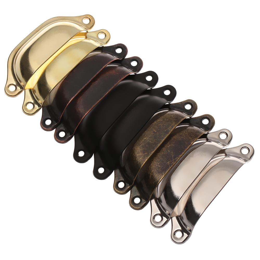 2PCS Antique Brass Shell Pull Handles Retro Iron Wardrobe Door 98MM Furniture Hardware Fittings Kitchen Drawer Knobs Cabinet