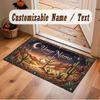 Mountain Landscape Theme Crystal Velvet Floor Rug Personalized Custom Name Text Warm Carpet Home Decoration
