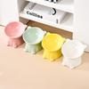 Ceramic Cat Bowl Anti Spill Elevated Cat Food Dish Slanted Design Neck Protection Pet Feeding Bowl