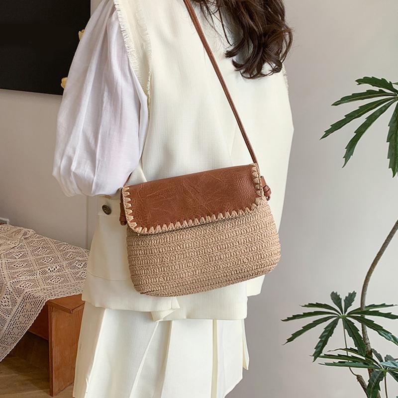 Straw Braid Casual Shoulder Bags Large Capacity Summer Tote Bags for Women Fashion Simplicity Beach Bag