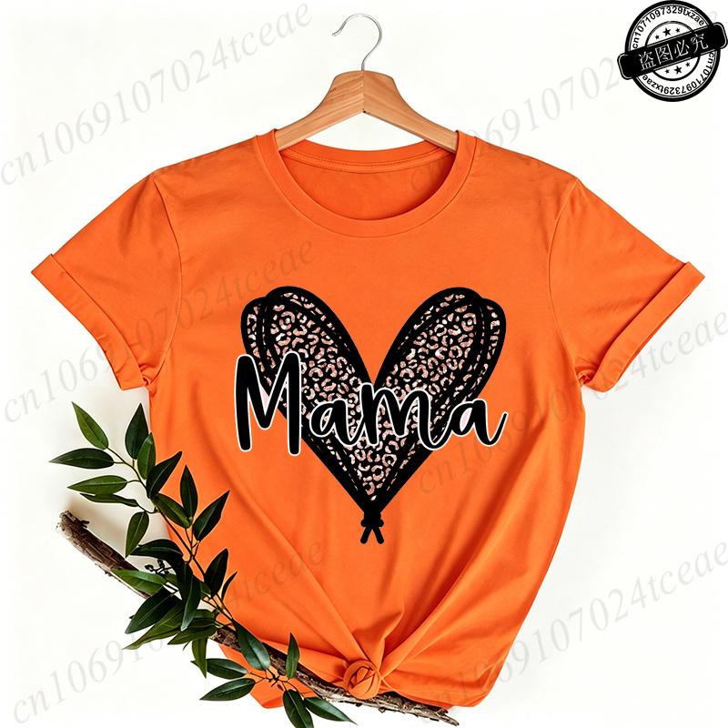 Women's Casual shirts Mama Leopard Print Women's Crewneck Casual Short Sleeve T-Shirt Summer Harajuku Streetwear Women Clothes