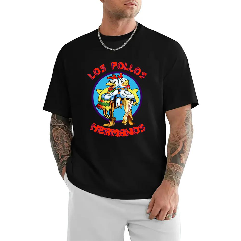 Summer Mens Short Sleeve TShirt 100 Cotton High Quality Breaking Bad LOS POLLOS Chicken Brothers Print Casual Top for Men