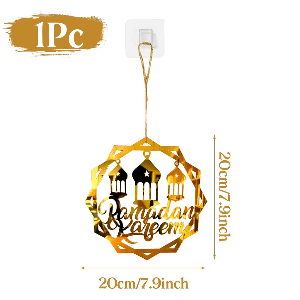 Eid Mubarak Pendants Ramadan Decoration 2025 Acrylic Gold Moon Star Ornaments Ramadan Kareem Hanging Decor for Muslim Party