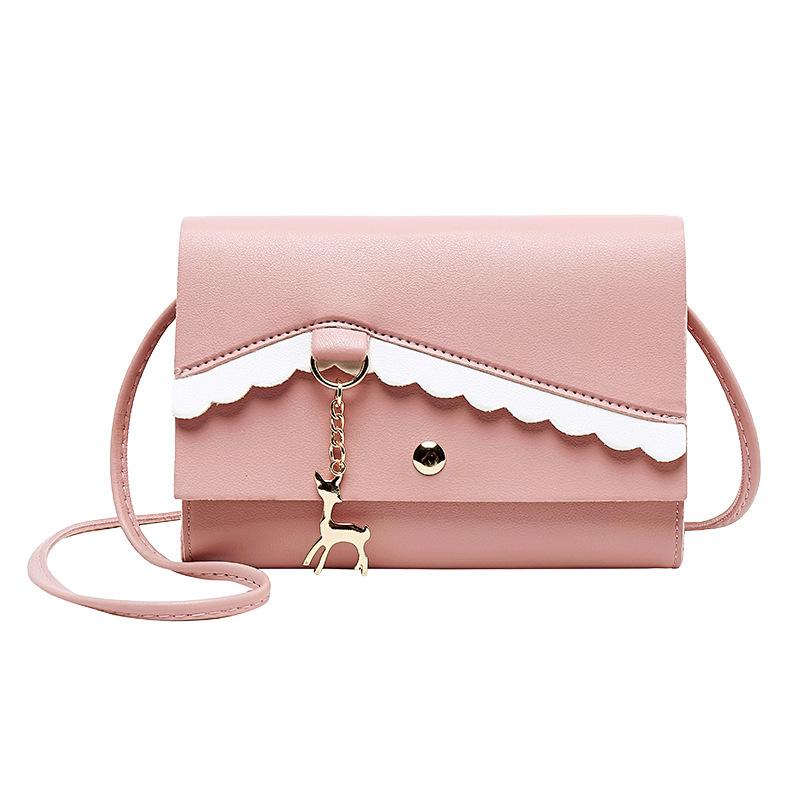 

Ladies color scheme shoulder deer square bag autumn and winter new messenger mobile phone change bag розовый
