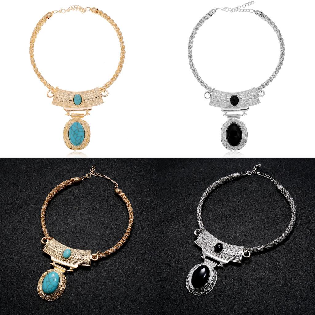 Art Ethnic Inspired Alloy Geometric Pendant Necklace For Womens Accessories