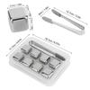 8 piece With Tongs And Box Whiskey Stones 304 Stainless Steel Metal Ice Cubes  For Wine Beverages
