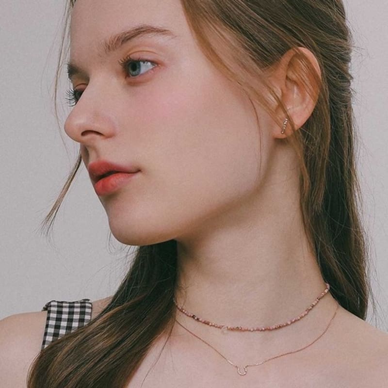 J.Lauren Rosegold Mini Cubic Horse Shoe Silver Necklace N01162