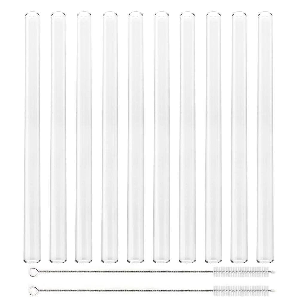 10Pcs Reusable Drinking Straw Glass Straws Eco-friendly High Borosilicate Glass Straw Tube Party Bar Drinkware Bar Accessories
