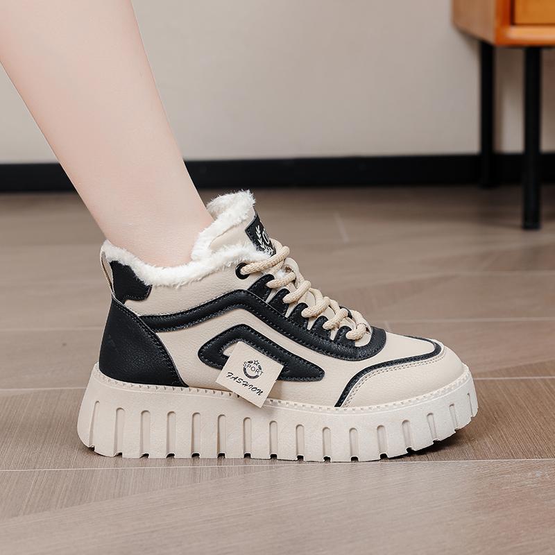 Winter new ins velvet cotton shoes student high-top casual warm shoes 35 чёрный