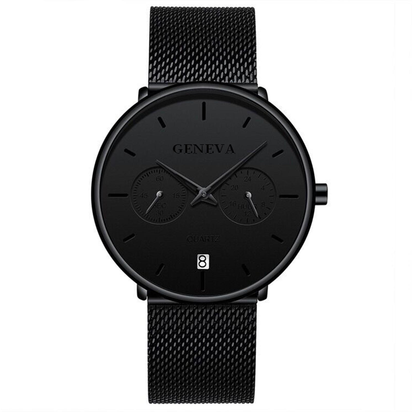 

Элегантные минималистичные модные мужские кварцевые часы с сетчатым циферблатом, подарочные часы чёрный