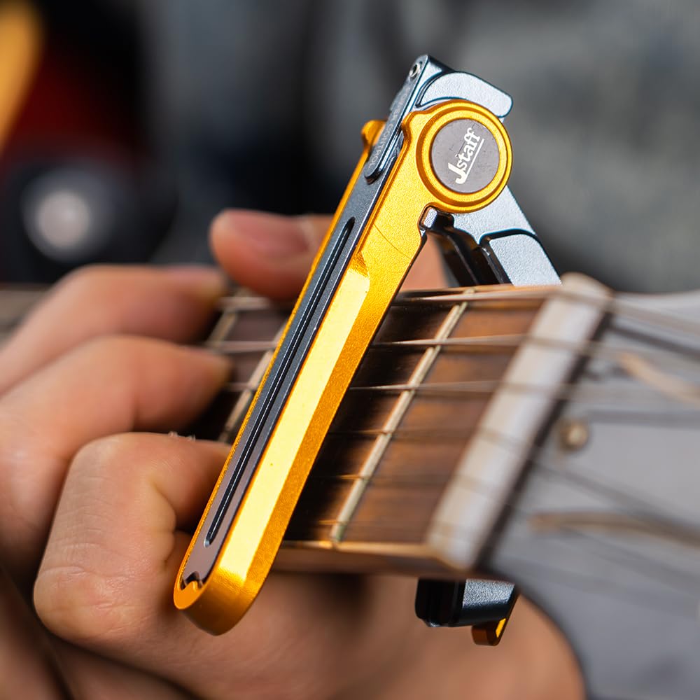 KIZAI S1 The Rolling a Sliding Guitar Capo with Key Change and Instantaneous Jstaff S1 1 Silent Capo, One-touch Movement. QYKJ-HDL-S1, Black, Piece,