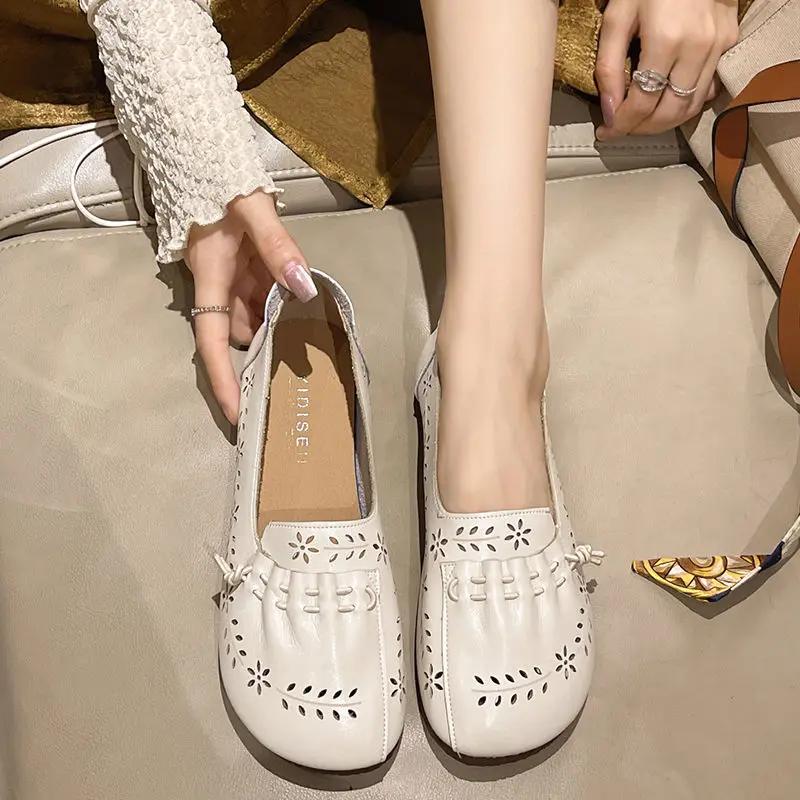 Fashion Green Moccasins White Shoes for Women Low Heel Elegant Woman Flats Dress Fashionable Cheap Clearance Y2k Price Social Wholesale