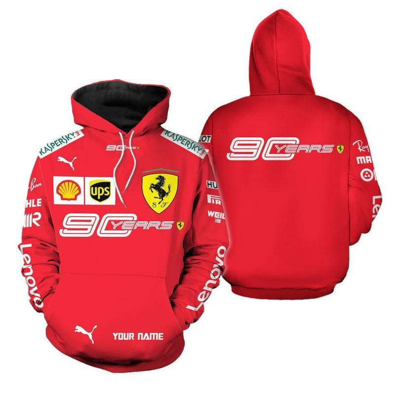 Ferrari Hoodie 3D Print Carlos Driver Team F1 Sweatshirt Youth Loose Fit Sportswear