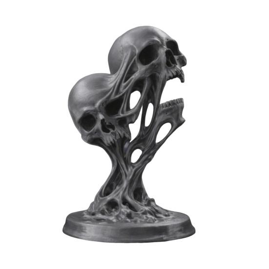 Jijijing Integrated Molding Process Figure, 3D Printed Double Skull Art Ornament, Abstract Fluid Statue, Dark Style Decoration for Living Room