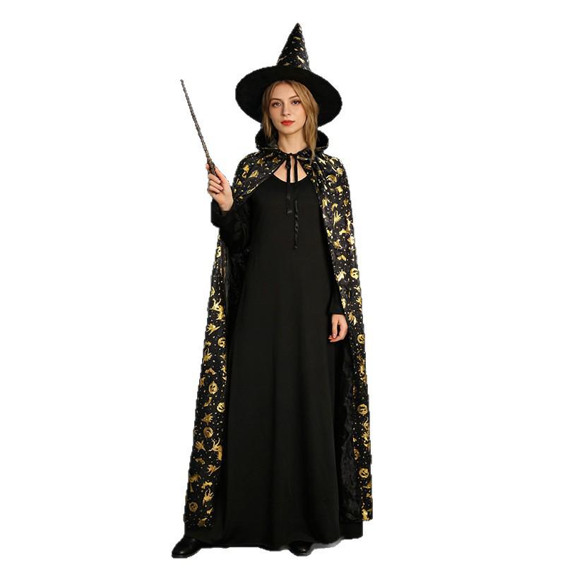Gold Stamped Pumpkin Halloween Cape for Kids & Adults
