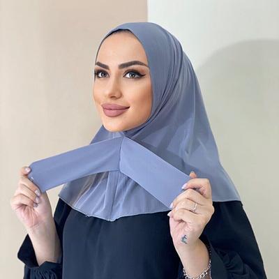 Sofort tragbarer Vollschleier-Innen-Instant-Hijab für Damen, Mädchen, Frauen mit Bindebändern und Knöpfen, Premium-Qualität Jersey-Schal