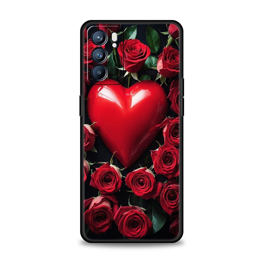 Beautiful Red Rose Flowers Phone Case For Oppo Reno8 Reno7 Reno6 Pro A54 5G Find X6 X5 A53 A52 A9 A15 A95 A17 A16 A57 A31 Cover