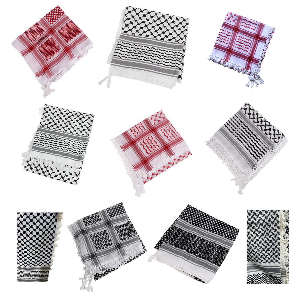 Religious Arab Adult Keffiyeh Headscarf Turban Jacquard Pattern Scarf Outdoor Headscarf for Male Daily Hair Accessory