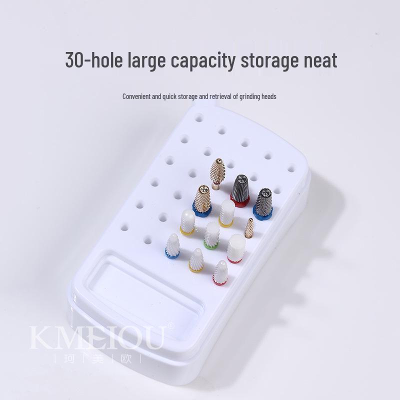 Compact Nail Drill Bit Storage and Cleaning Box with Brush
