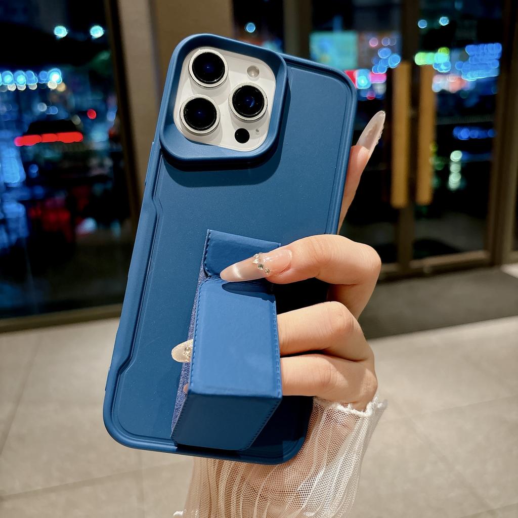 Luxury Solid Color Silicone Phone Case For iPhone 17 16 15 14 13 12 11 ProMax With Bracket Soft TPU Shockproof Bumper Back Cover
