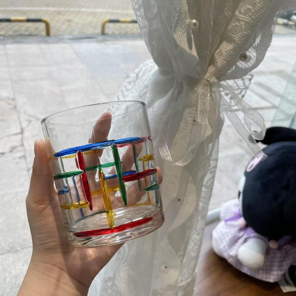 Regenbogen-Schimmer Handbemalte Glas Tasse - Bling Design für den Sommer