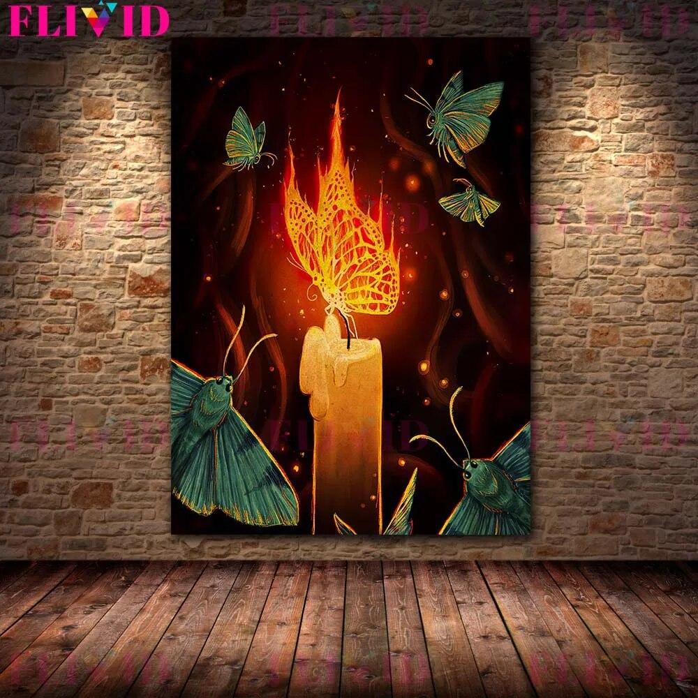 Fire Moth,Owl,Crow,Toad,Elk Abstract Mysterious Animal Art Poster And Print  Creatures In The Magic World Vintage Wall Art Decor No Frame