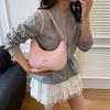 French Style Faux Leather Shoulder Bag for Women with Bow Knot Decoration Tote Handbag