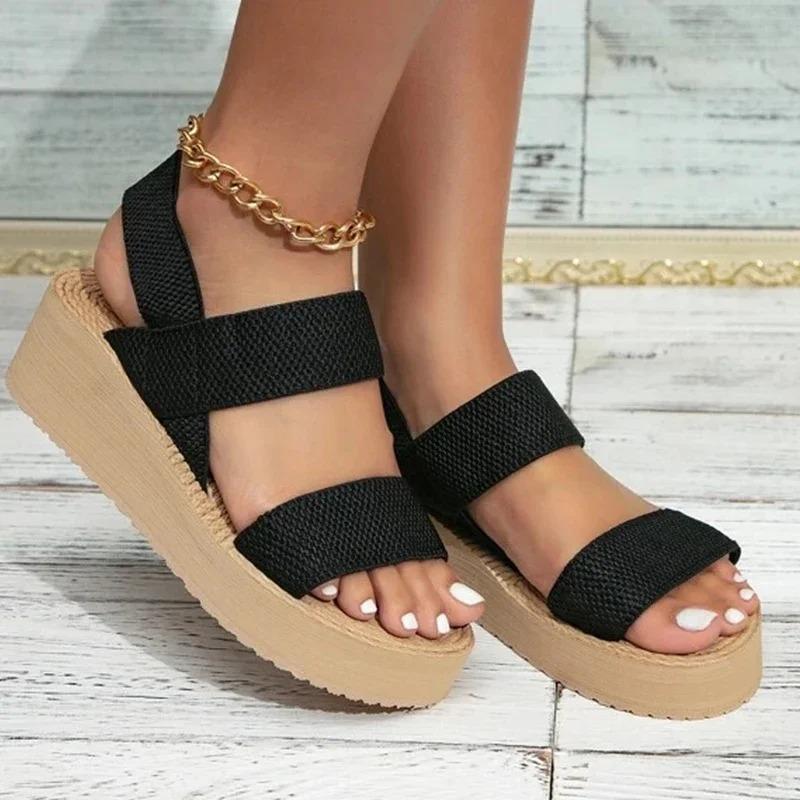 Women's Open Toe Thick Soled Platform Casual Wedge Sandals Ankle Strap Slingback Sandals