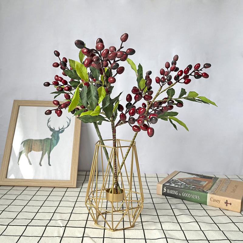 Simulated Olive Fruit Berry Bean Branch Christmas Wedding Home Lobby Decoration Living Room Vase Flower Table Top Arrangement