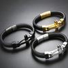 Cross Leather Wrap Man Bracelet for Men Cowhide Bangles Solid 316L Stainless Steel Charm Armbanden On Hand Jewellery Accessories