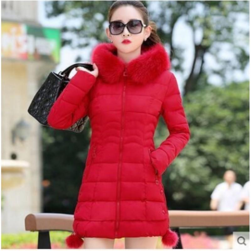 Women's Korean Version of Slim Mid-length Cotton Jacket Solid Color Hooded Temperament Jacket