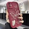 Pink Butterfly Soft Silicone Phone Case For IPhone 16 11 13 14 12 Mni 17 Pro Max 15 Plus 17 Air Shockproof Cover