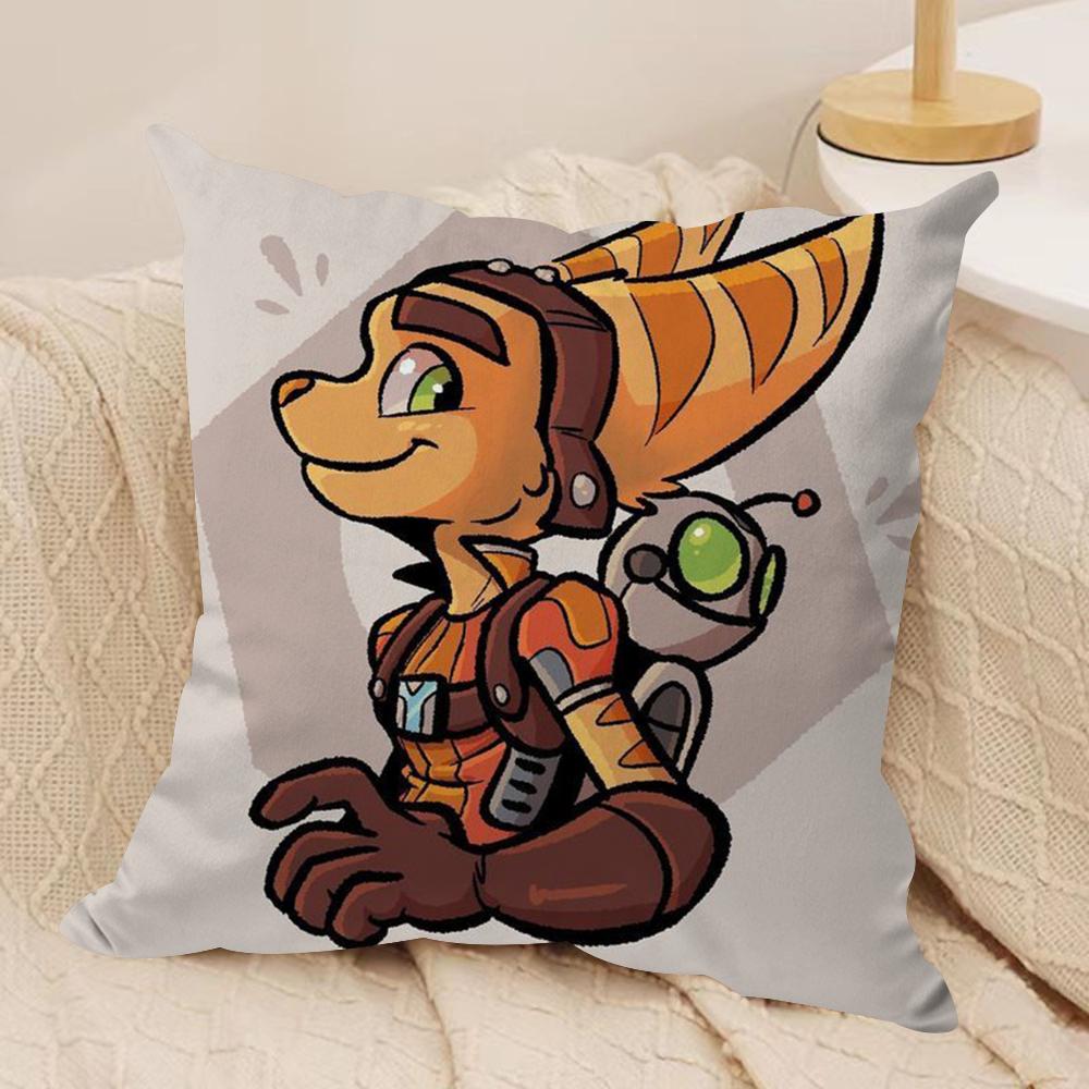 RRatchet N CClank Cushion Cover Silky Short Plush DoubleSided Printed Pillow Case for Sofa All Seasons Home Decor Gift