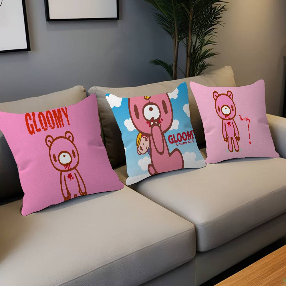 G-Gloomy Bear Cartoon Maple Design Cushion Cover Happy Autumn Harvest Decor Holiday Decorati Pillow Cover