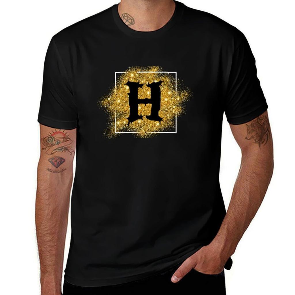 Glitter H Tshirt Lightweight Print Tshirt