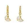 New European and American style stainless steel pearl earrings, versatile and stylish, with a unique fan-shaped design, made of titanium steel for