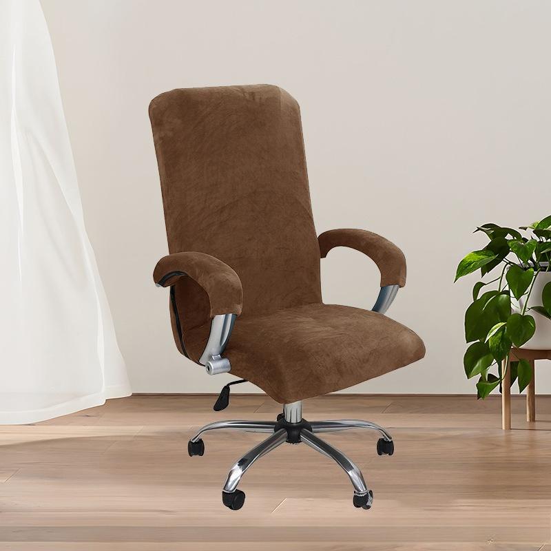 Solid Color Spandex Armchair Slipcover Removable L/XL Size Velvet Plush Stretch Computer Office Chair Cover with Armrest Cover
