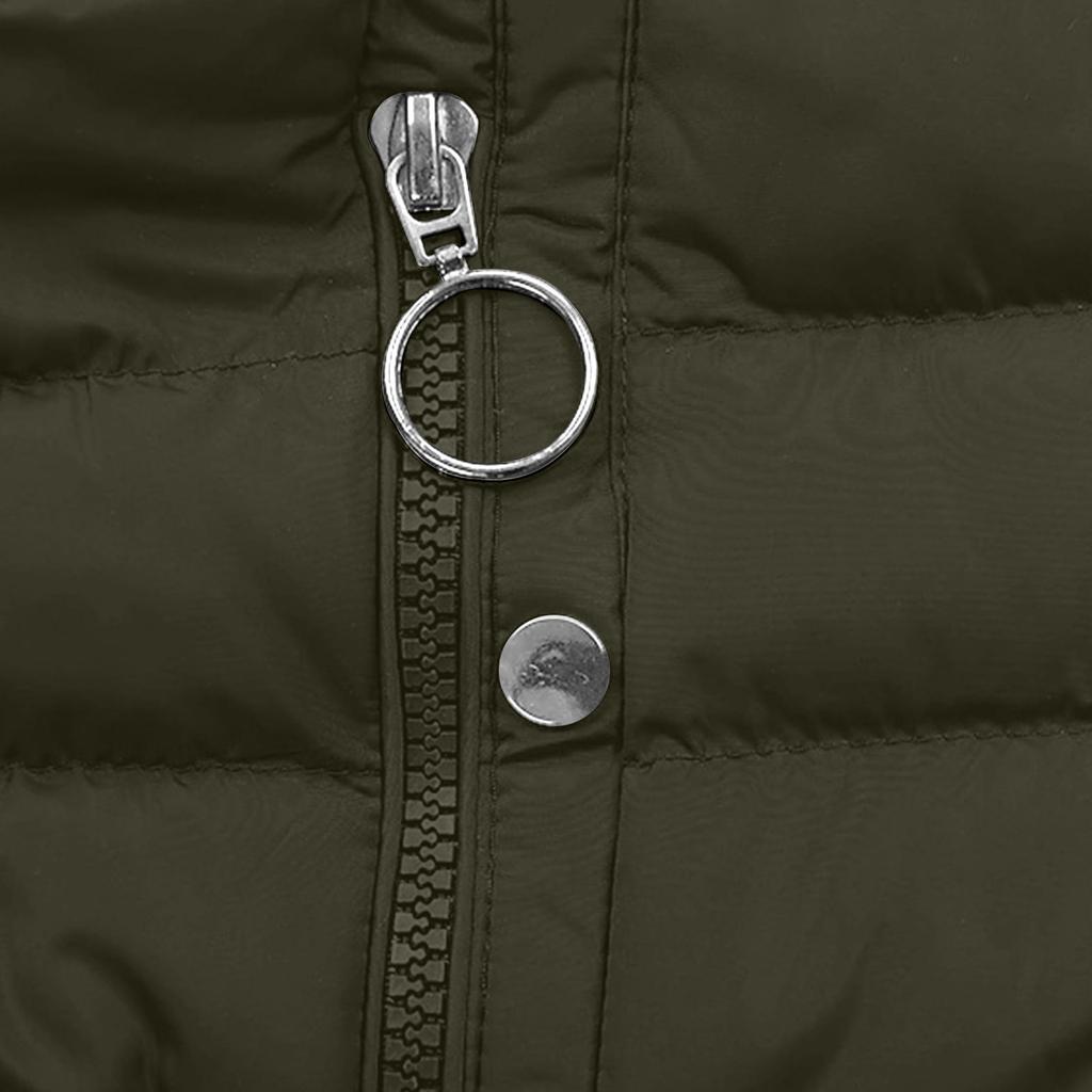 Chaqueta de algodón cálida con capucha para mujer, con bolsillos, chaqueta larga con cremallera, chaqueta de algodón