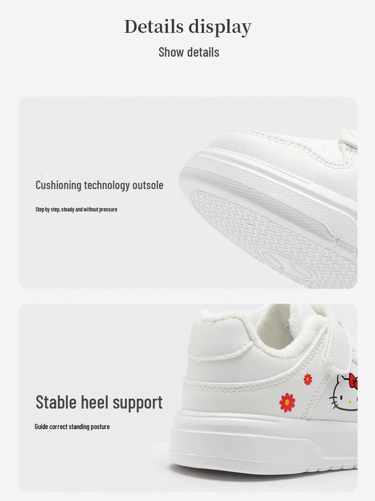 Cartoon Girls' Sports Shoes: Versatile White Non-Slip Skate Shoes for Kids, 2025 Autumn/Winter Collection.