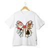 Christmas Bow Santa Reindeer Snowman Shirt Cute Holiday Graphic Tee Festive Top