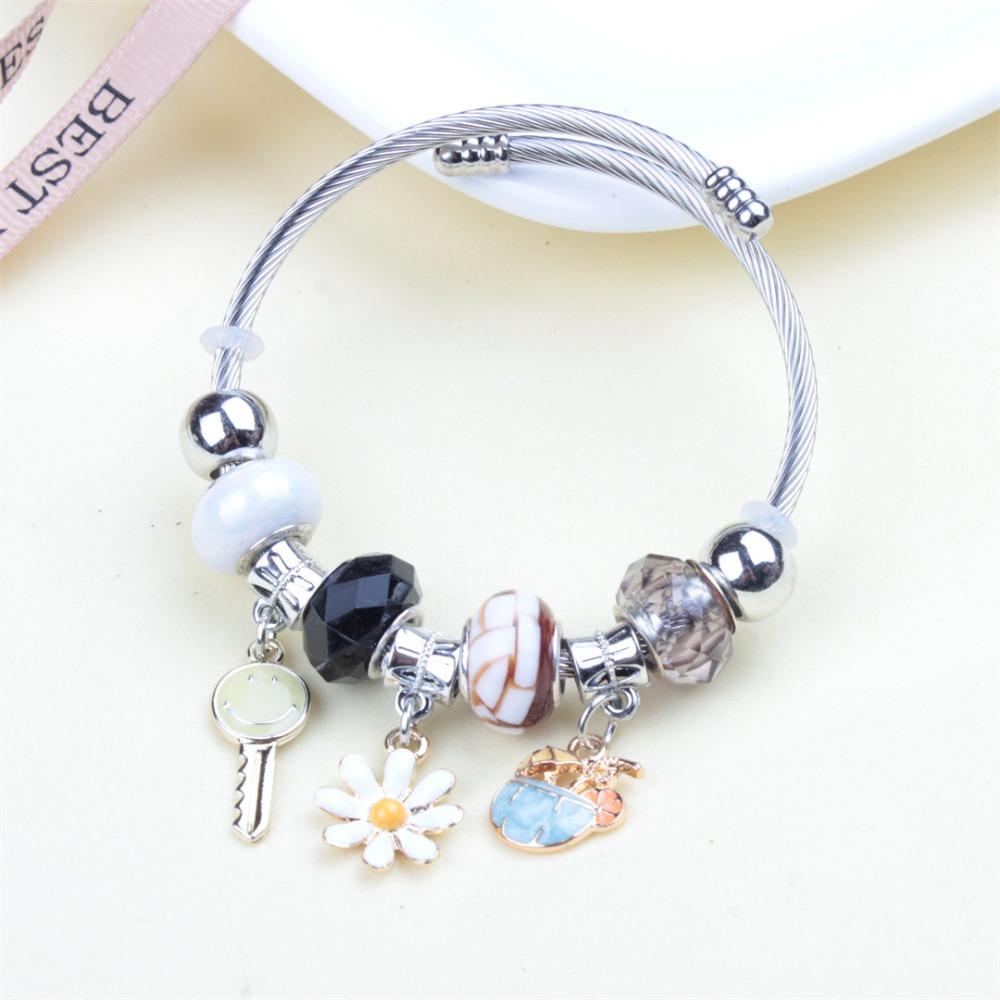 Beaded Bracelet Bangle Multi Element Stainless Steel Copper Alloy Open Spring Snake Bone Chain