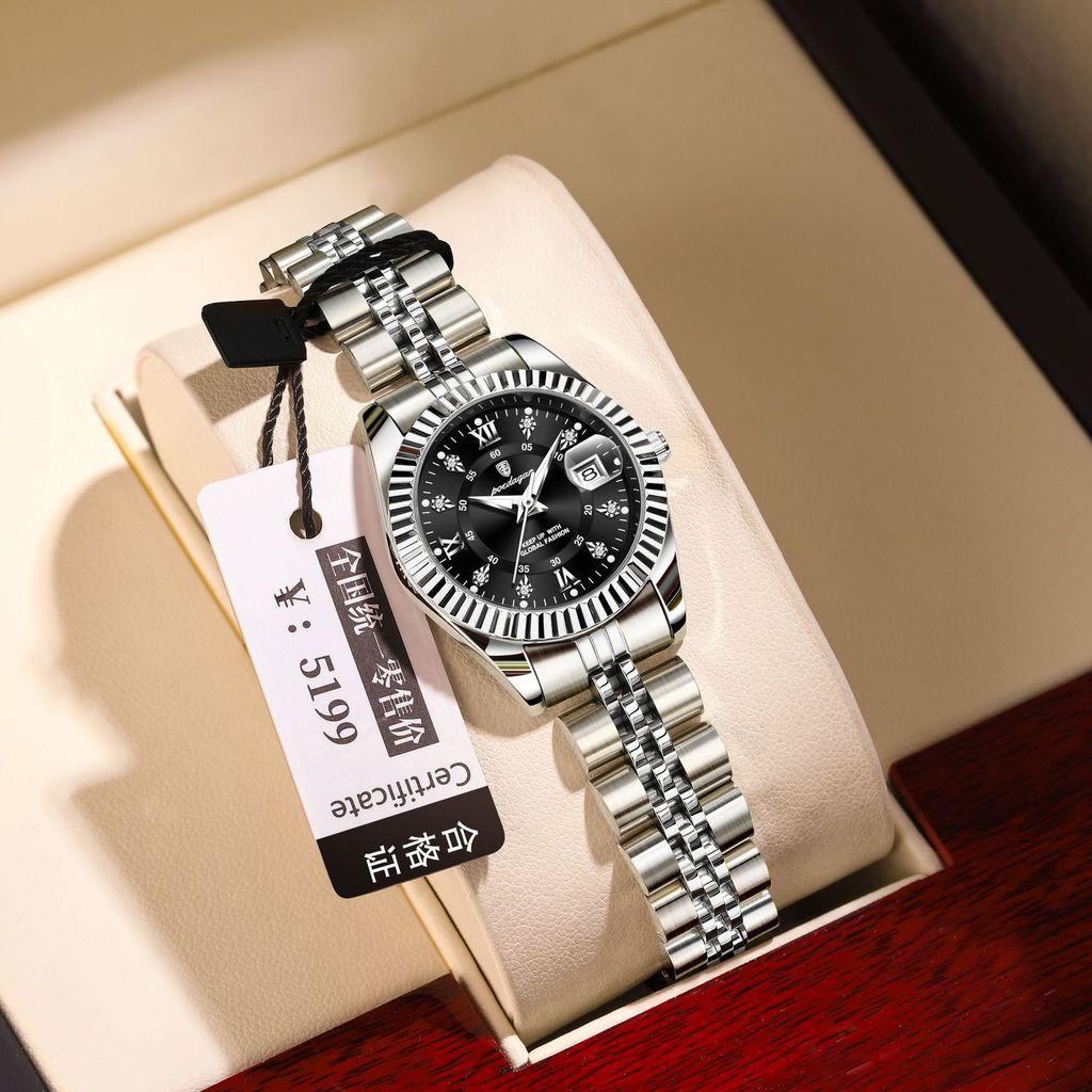 Swiss Ladies Watch Quartz Luminescent Calendar Waterproof For Gift And Fashion