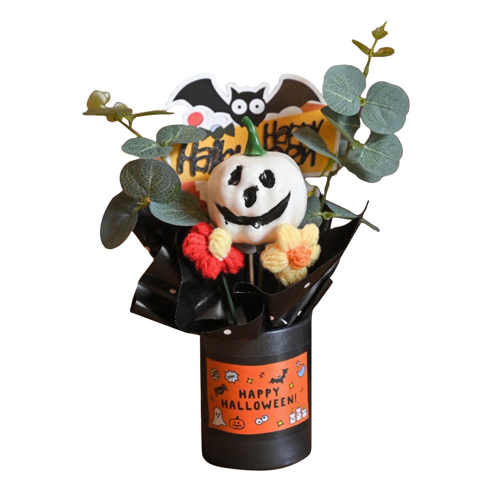 

Halloween Handmade Crochet Flowers - Artificial Bouquet Knitted Bouquet For Home Decoration Table Centerpiece - Type Gift One Size белый